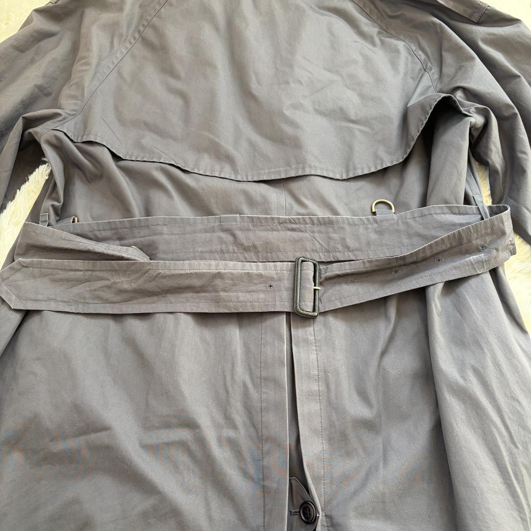【XL相当】BURBERRY　トレンチコート　ライナー付き　チェック　グレー
