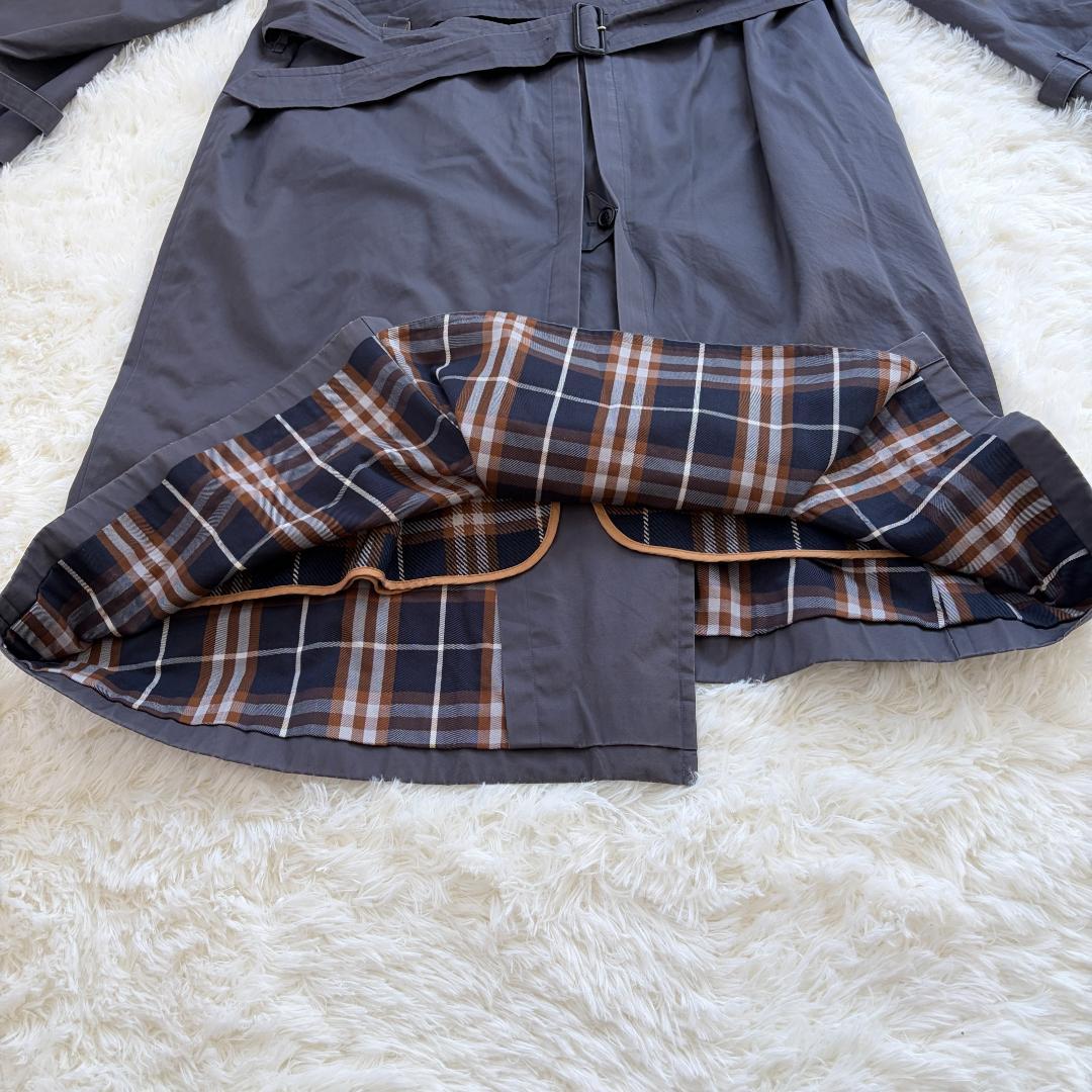 【XL相当】BURBERRY　トレンチコート　ライナー付き　チェック　グレー