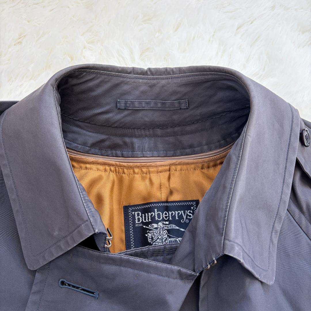 【XL相当】BURBERRY　トレンチコート　ライナー付き　チェック　グレー