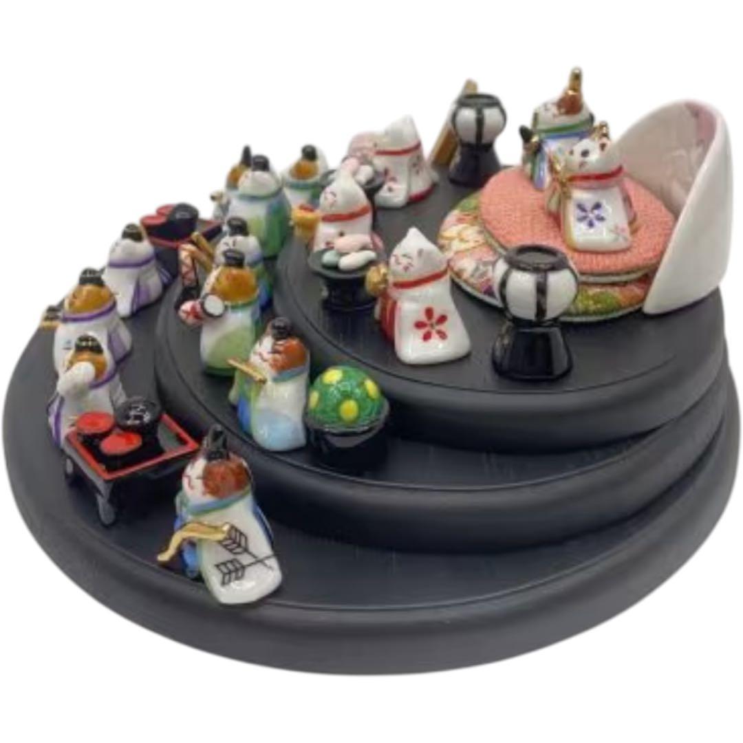 【希少品】道楽堂猫舎本舗 ねこや 春福びな 十五人飾り