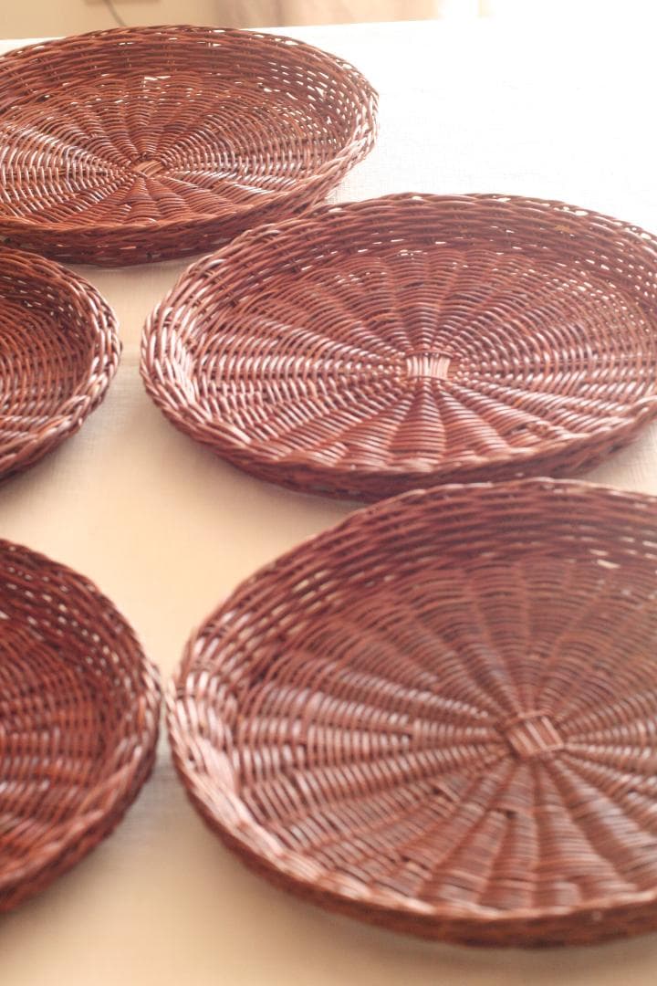【５枚セット】籠　トレイ　パン籠　籐かご　バスケット