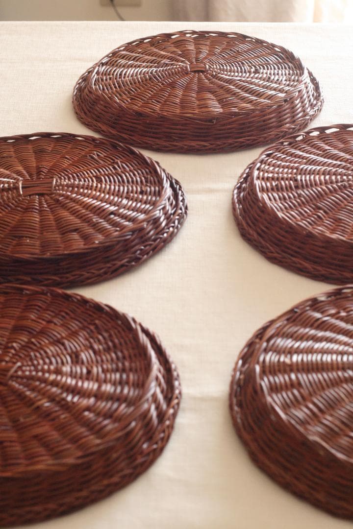 【５枚セット】籠　トレイ　パン籠　籐かご　バスケット