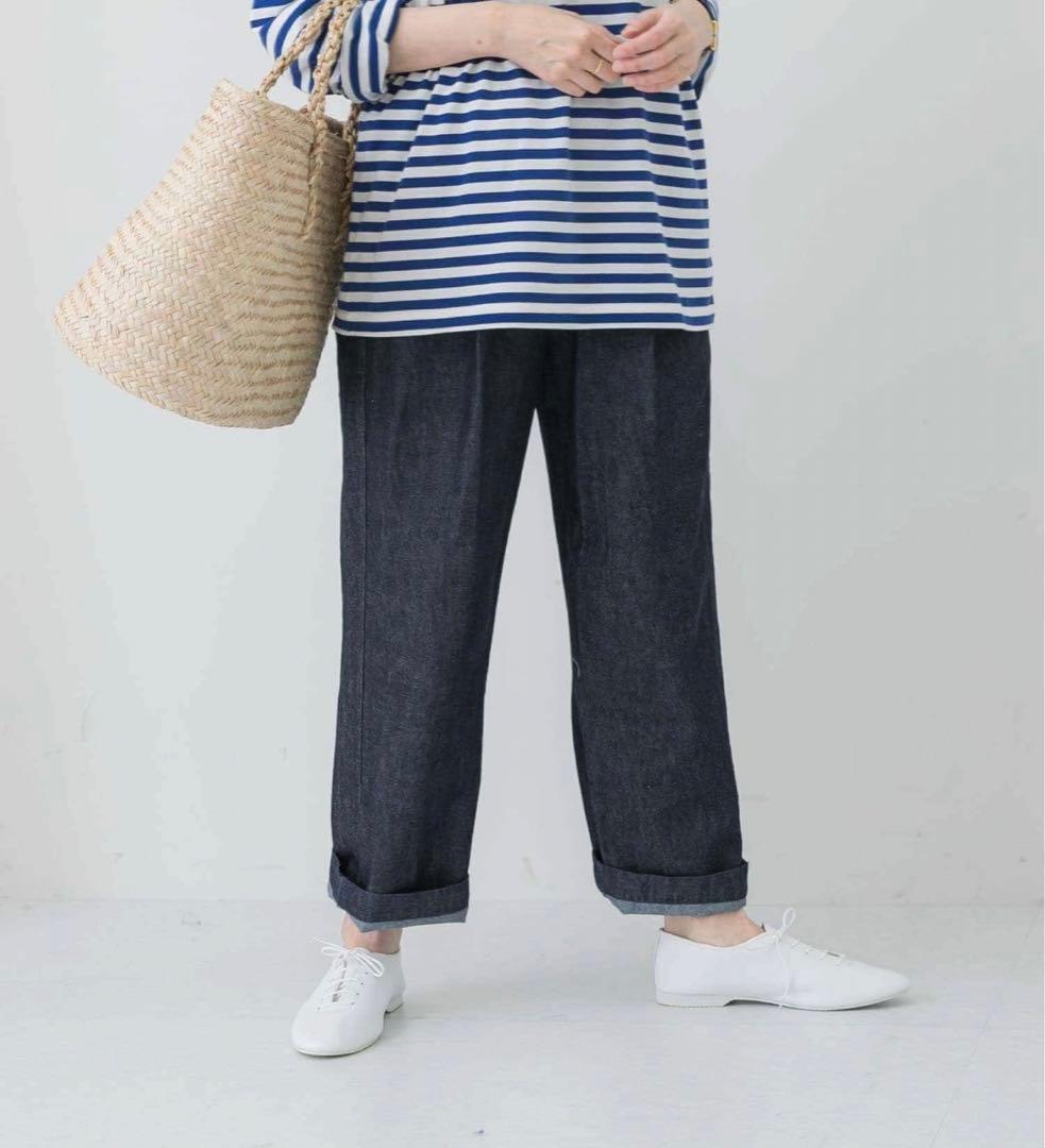 かぐれ　デニムパンツ　ウエスト紐+ゴム