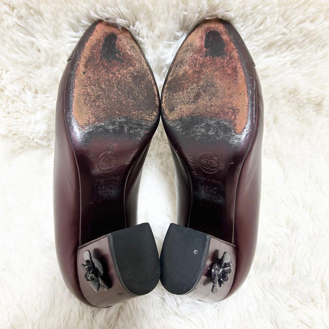 【良品】CHANEL シャネル パンプス カメリア