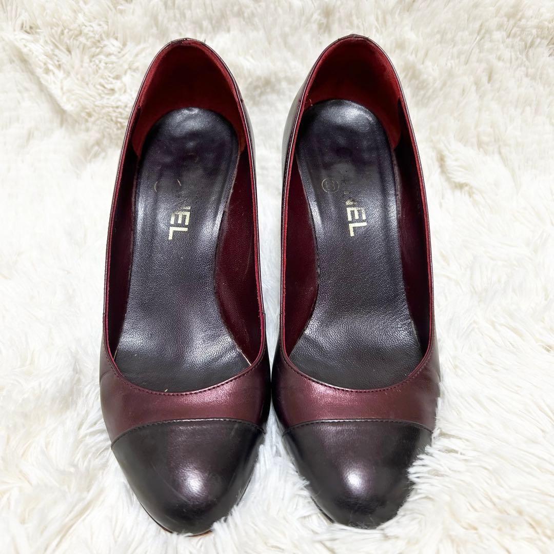 【良品】CHANEL シャネル パンプス カメリア