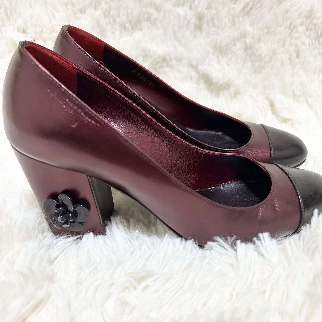 【良品】CHANEL シャネル パンプス カメリア