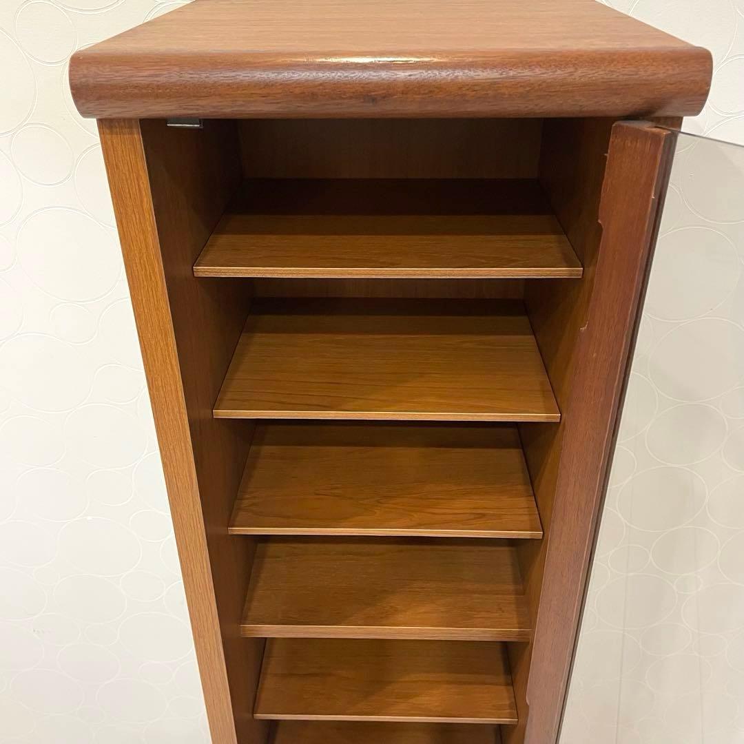 【美品】AYANO 綾野製作所 木製 キャビネット ガラス扉 収納棚 8段