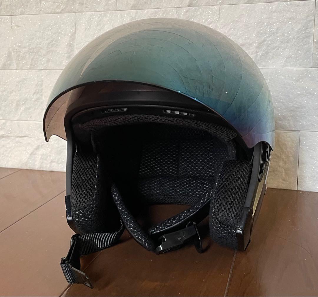 グレー ジェットヘルメット ミラーシールド