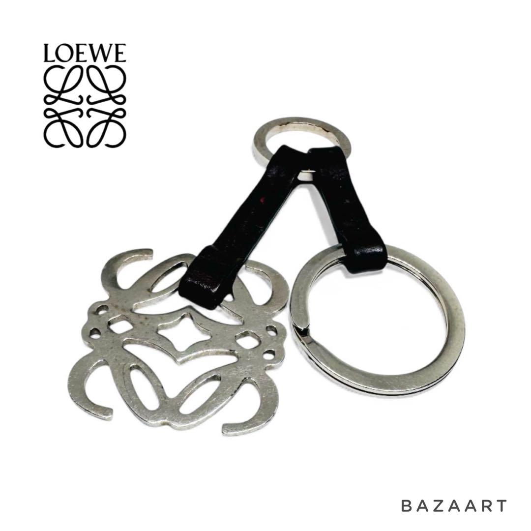 LOEWE ロエベ アナグラム シルバー レザー キーホルダー キーリング