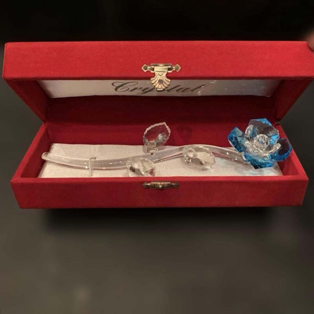 トルコクリスタル　ブルーローズ 置物　ID-151