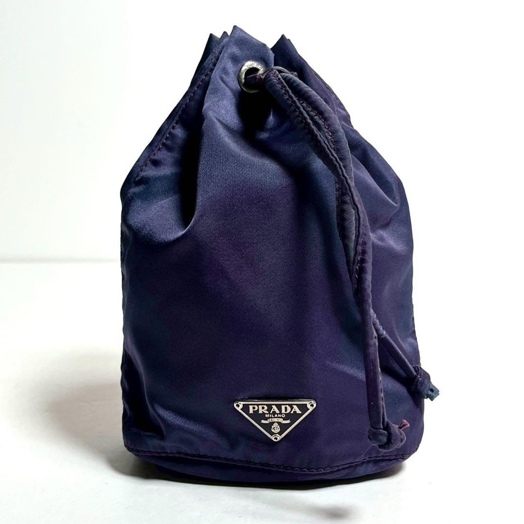 【希少カラー】プラダ 巾着バッグ ポーチ テスートナイロン ドローストリング 紫