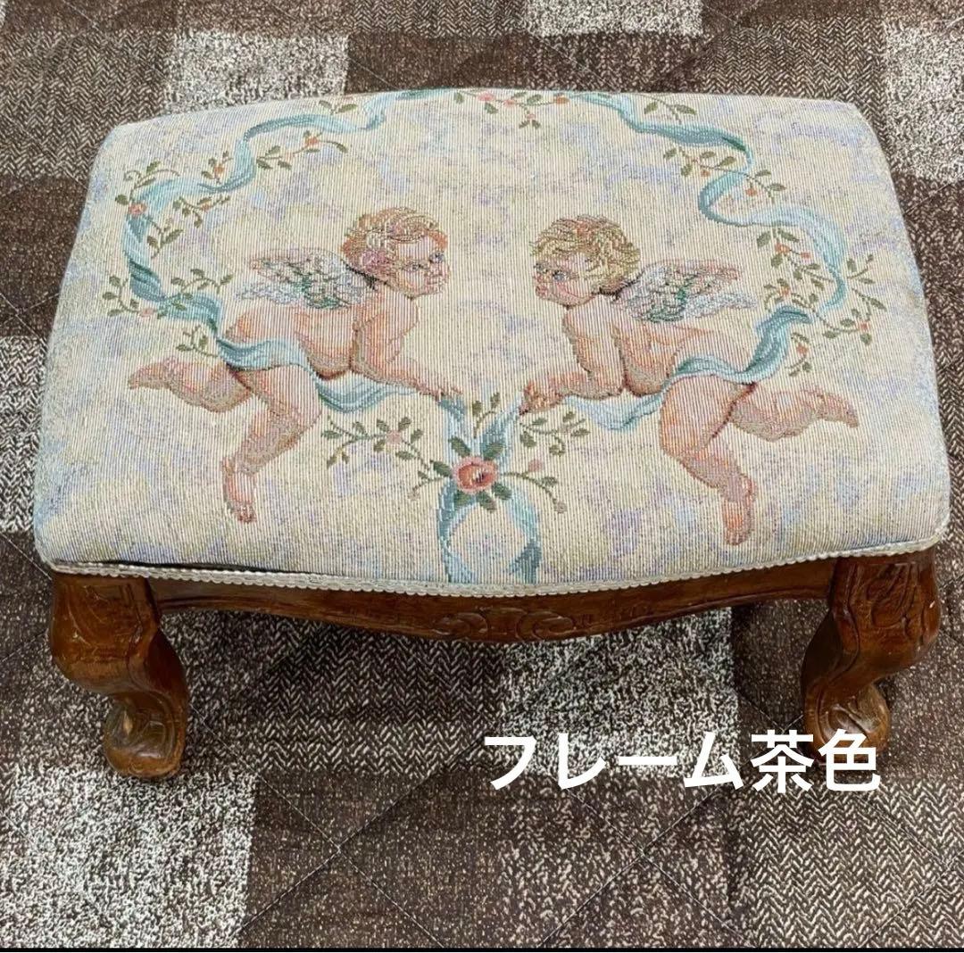 天使の刺繍付き椅子とオットマンセットイタリア家具