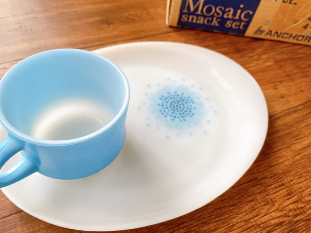 オールドストック　ファイヤーキング　モザイク　スナックセット　4客セット　箱付き