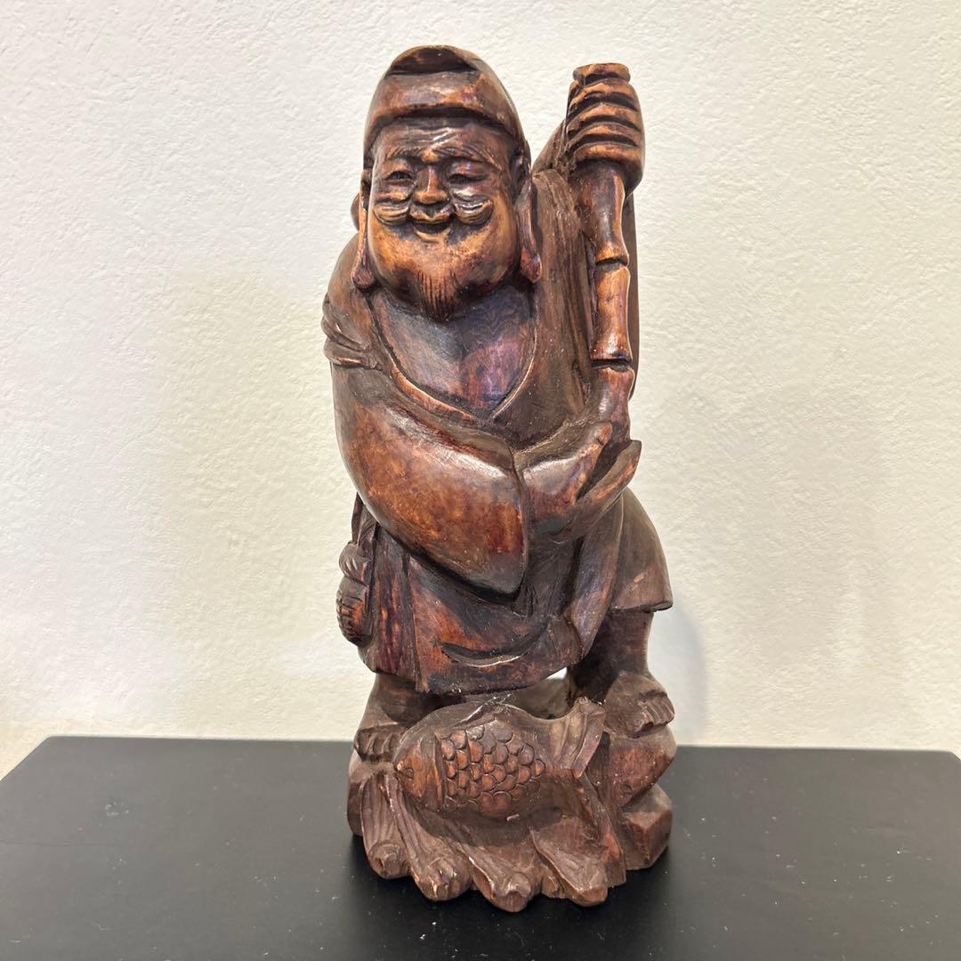 恵比寿様 木造 骨董品