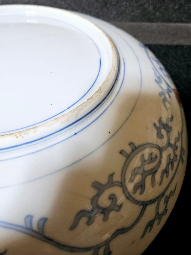 【古伊万里の上作品❗】江戸時代後期　瑠璃呉須　金彩色絵　麒麟に鳳凰に花の図　大皿