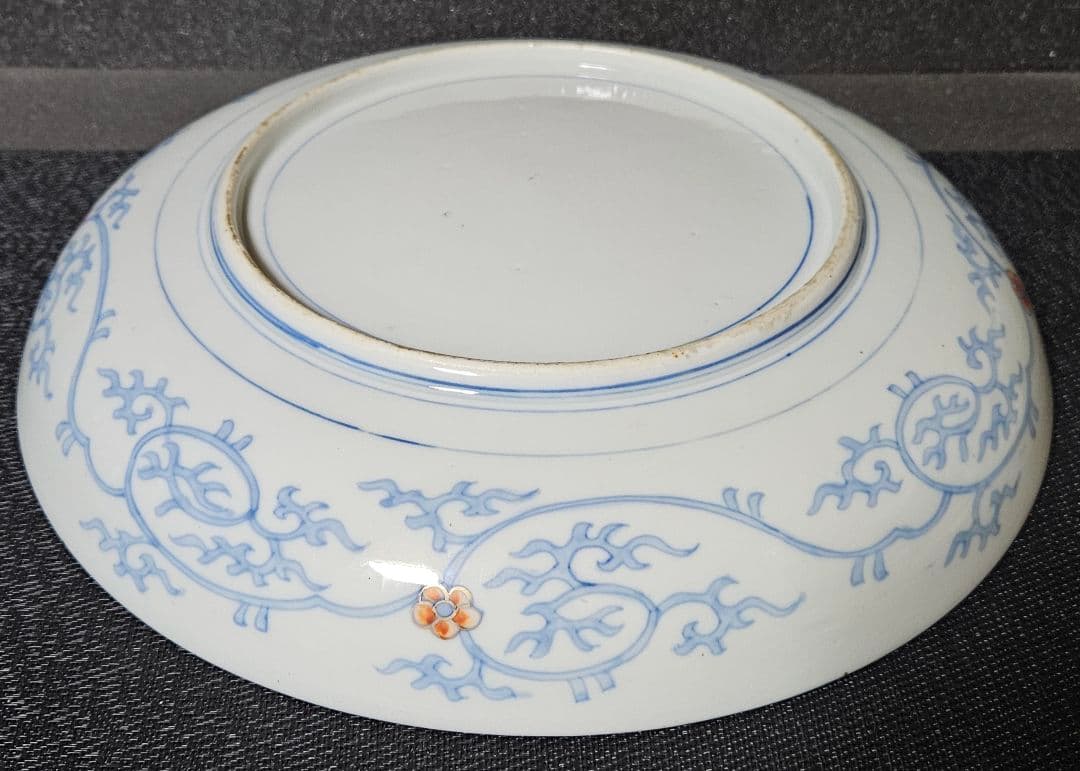 【古伊万里の上作品❗】江戸時代後期　瑠璃呉須　金彩色絵　麒麟に鳳凰に花の図　大皿