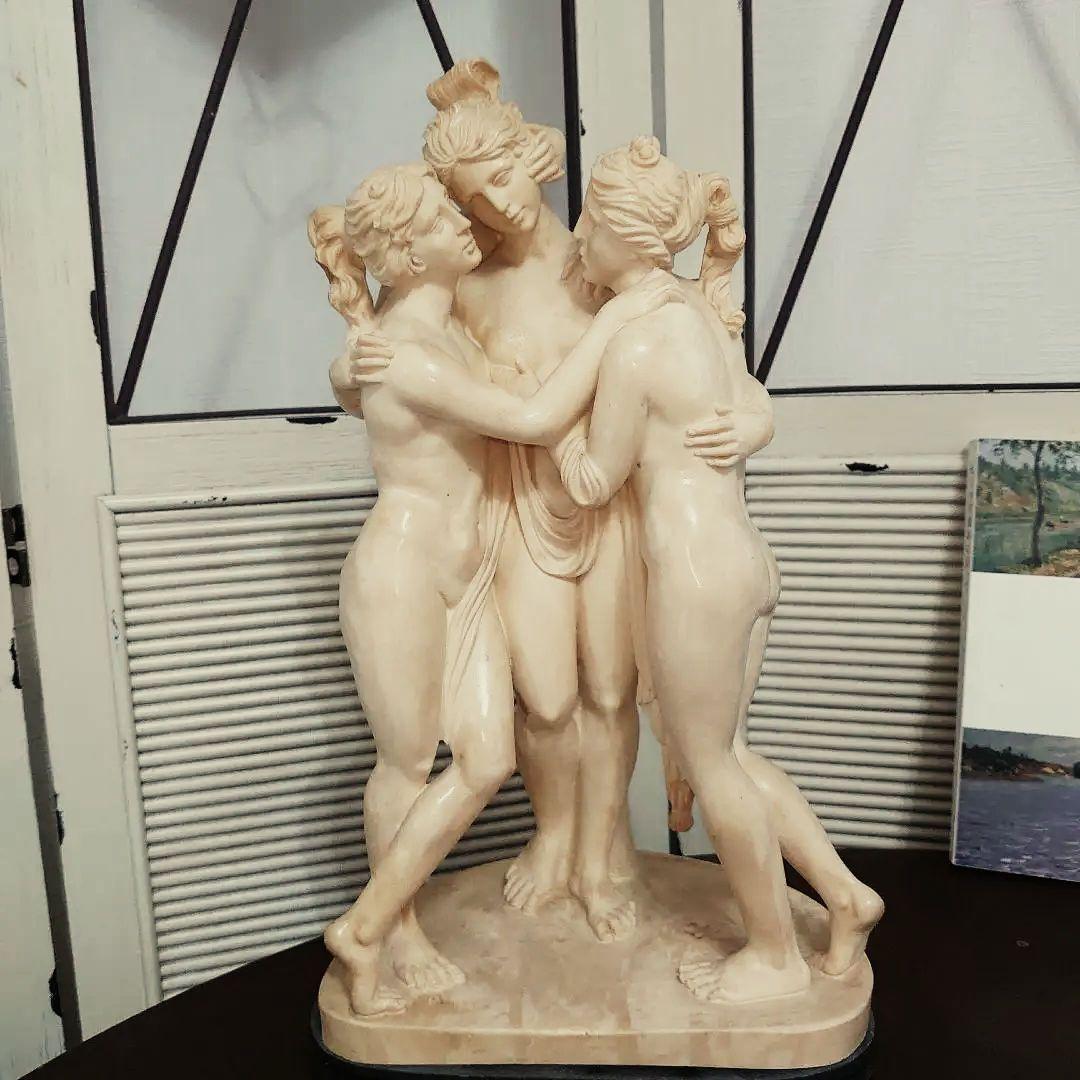【A SANTNI】大理石　ギリシャ神話　三美神像　裸婦像　西洋彫刻　ITALY