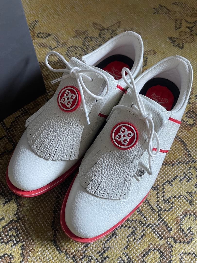 ジーフォー　ゴルフシューズ ホワイト レザー フリンジ付き未使用