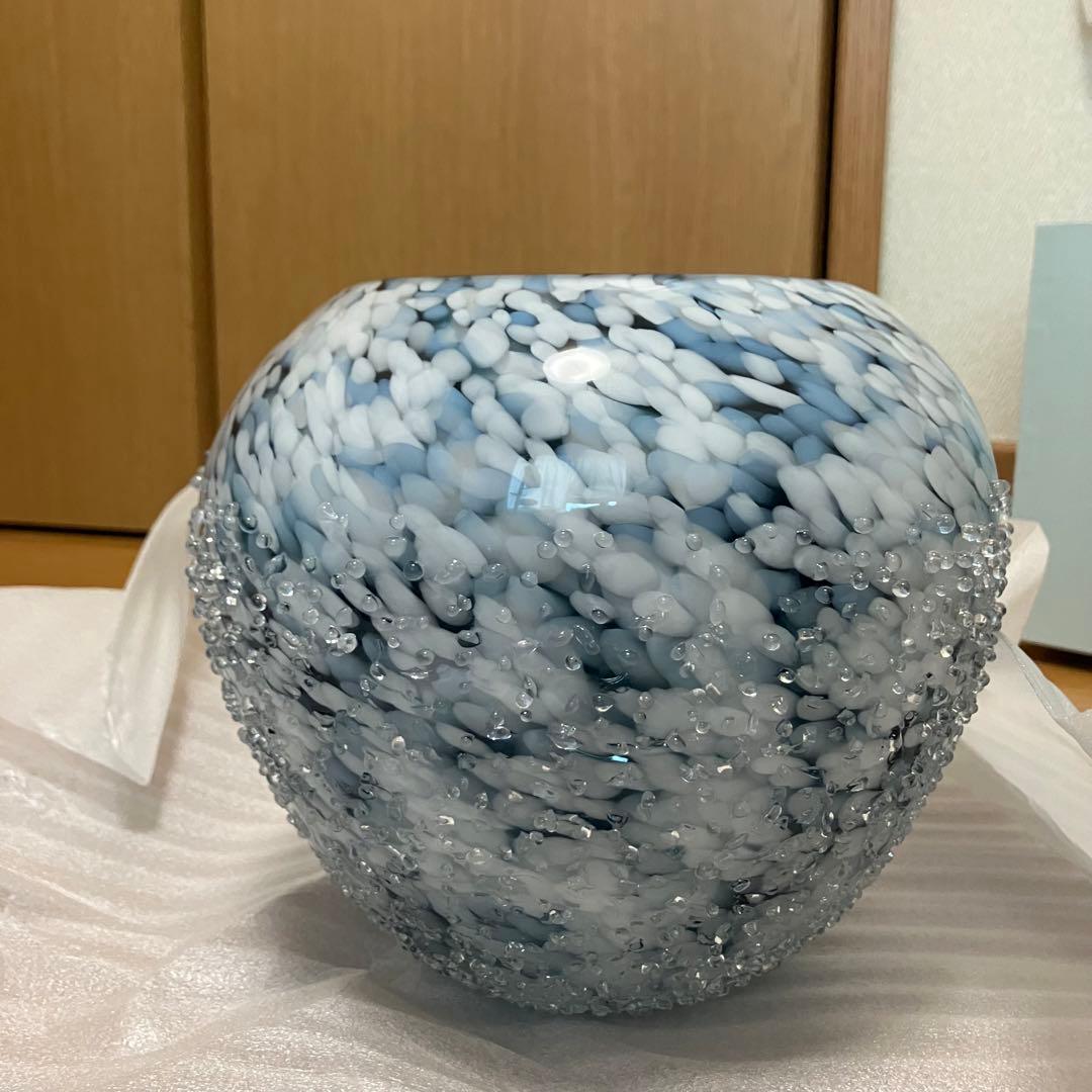 津軽びいどろ 津軽雪景 花器雪影