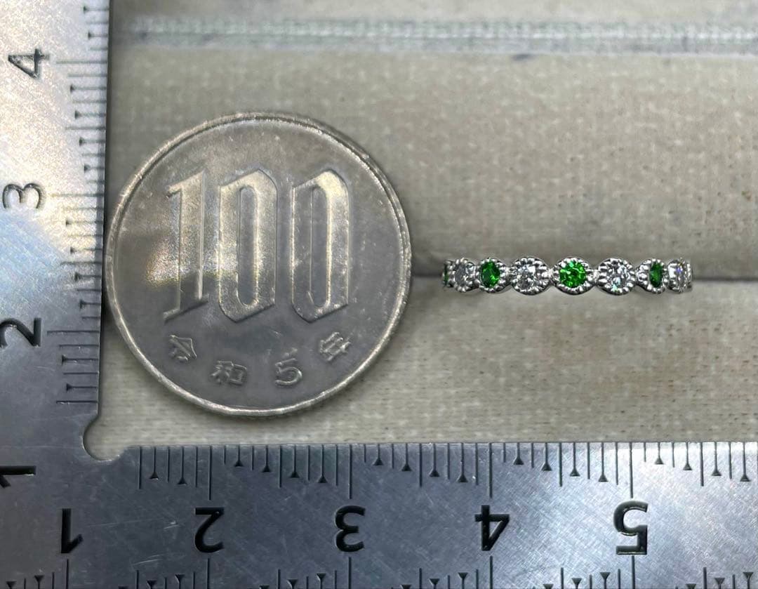 JL62★高級 デマントイドガーネット ダイヤ pt エタニティリング 鑑付