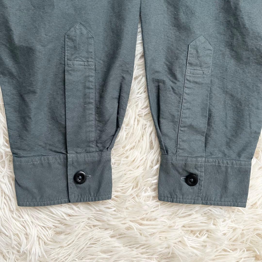 24SS✨️MHL. エムエイチエル バンドカラー 長袖シャツ カーキグレー L