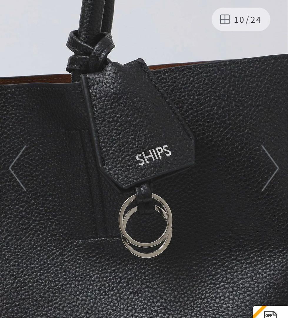 【WEB限定】SHIPS: 合成皮革 ビズ トート バッグ　クラッチバッグ付き