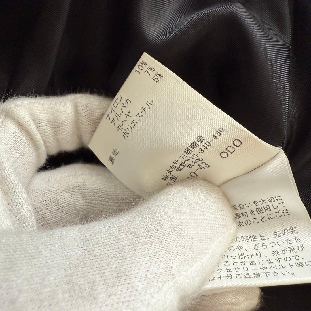 バーバリーブルーレーベル　ロングコート　ノバチェック　36　黒　アルパカ　モヘア