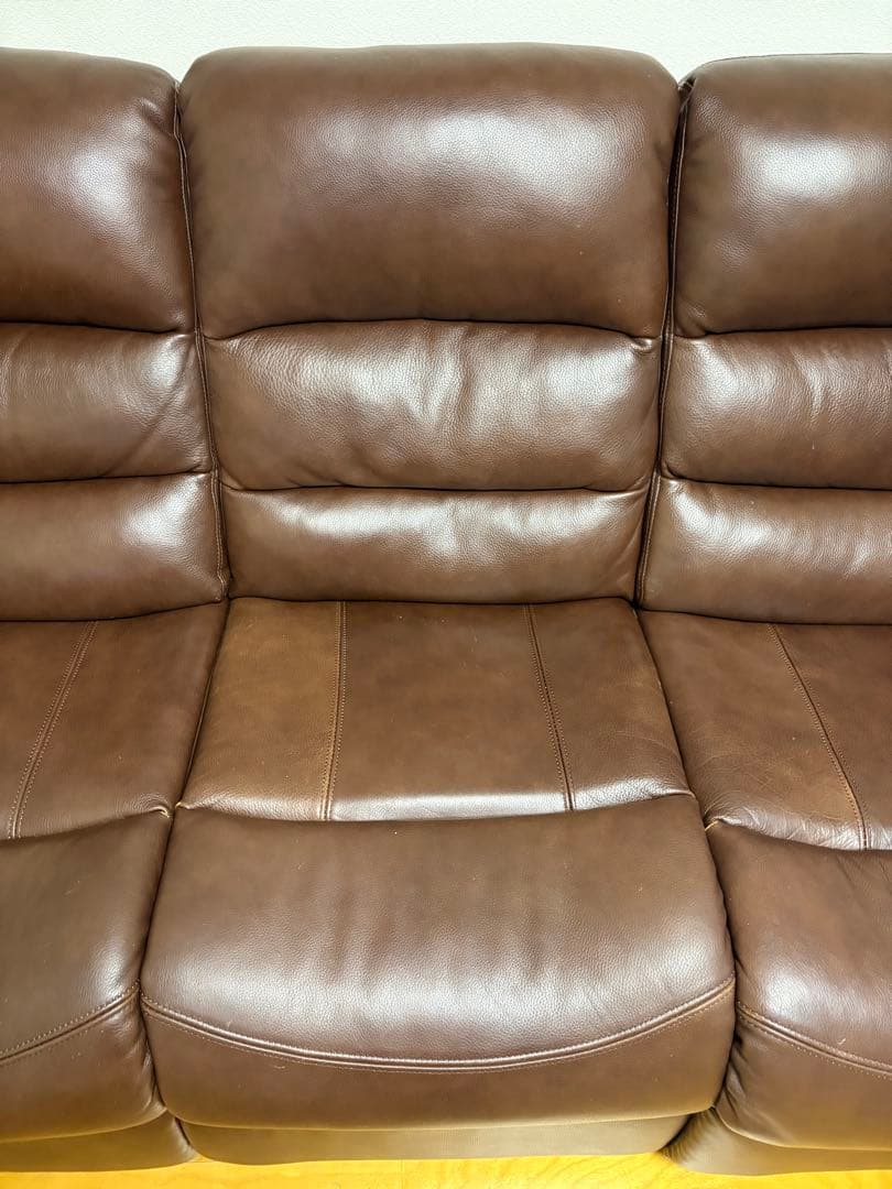ブラウン 3人掛けリクライニングソファ