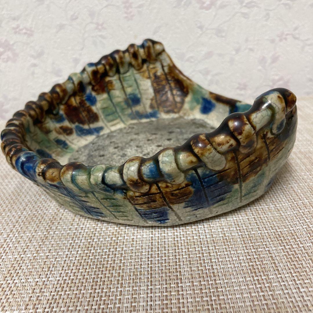 越前文山★彩色★竹箕形鉢★盆栽・山野草