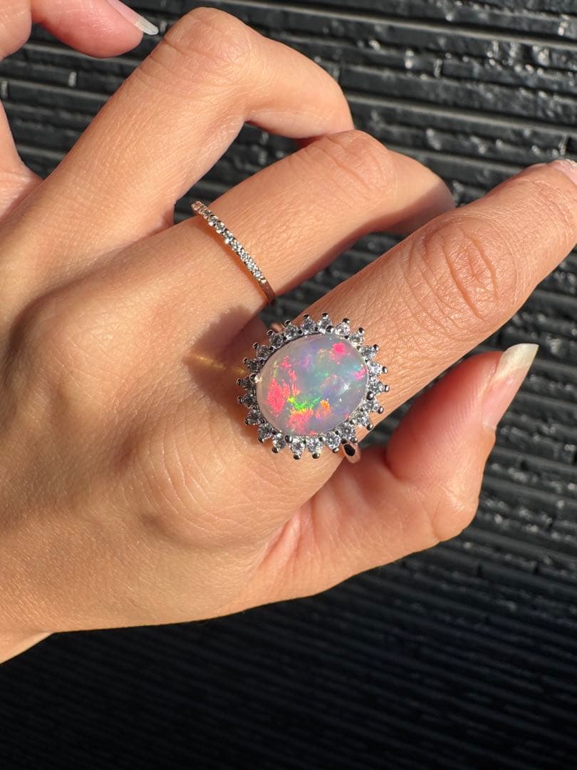 新作　天然石水オパール珍しい紫遊色綺麗極彩ルース2.835ct 鑑ソ付