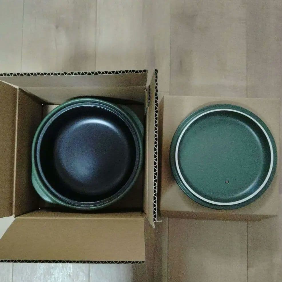 【美品✿未使用】セラポット 23cm モスグリーン 浅型深型セット