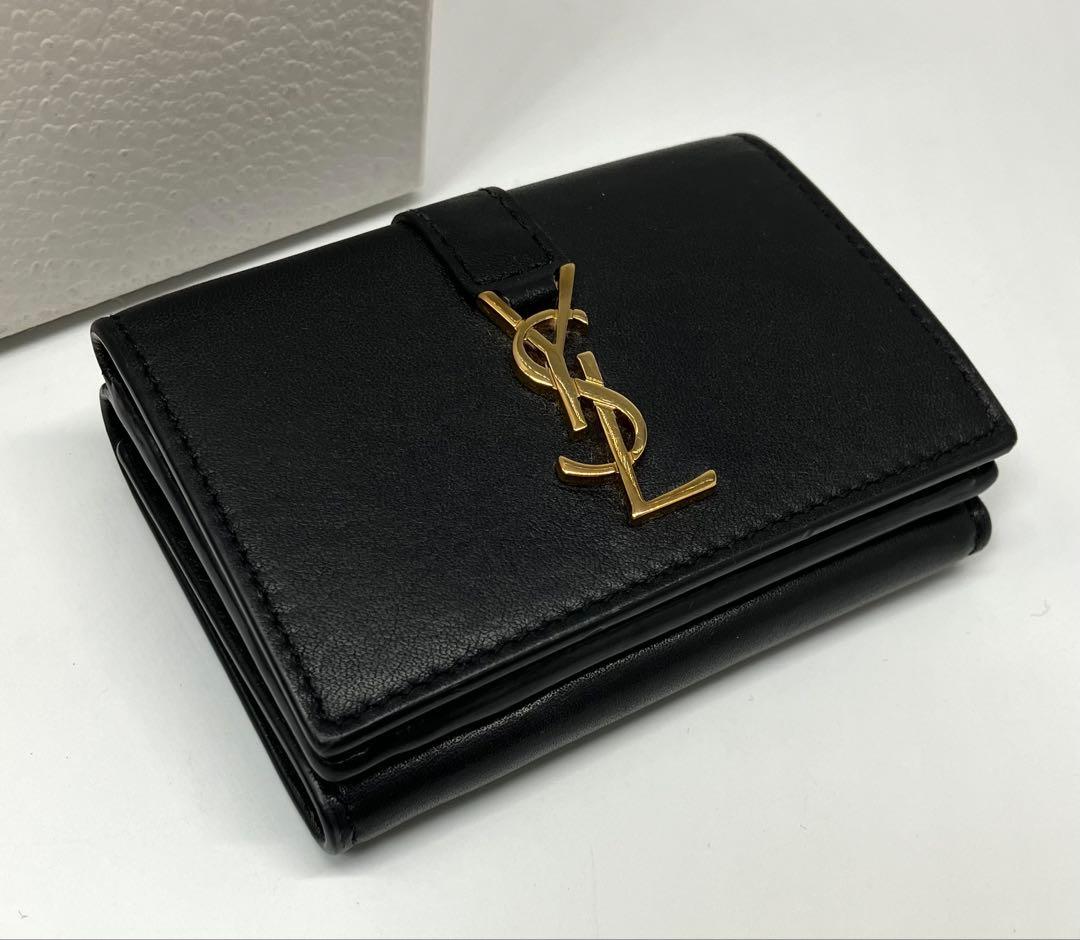 ⭐️ 極美品 YSL サンローラン ロゴ ミニウォレット 折り財布 ブラック