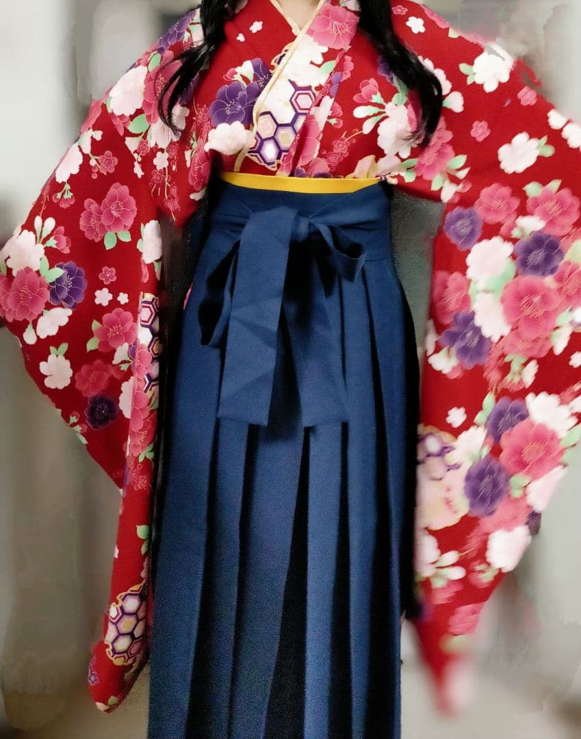 赤い花柄 袴 セット（アリサナ）150 小学生