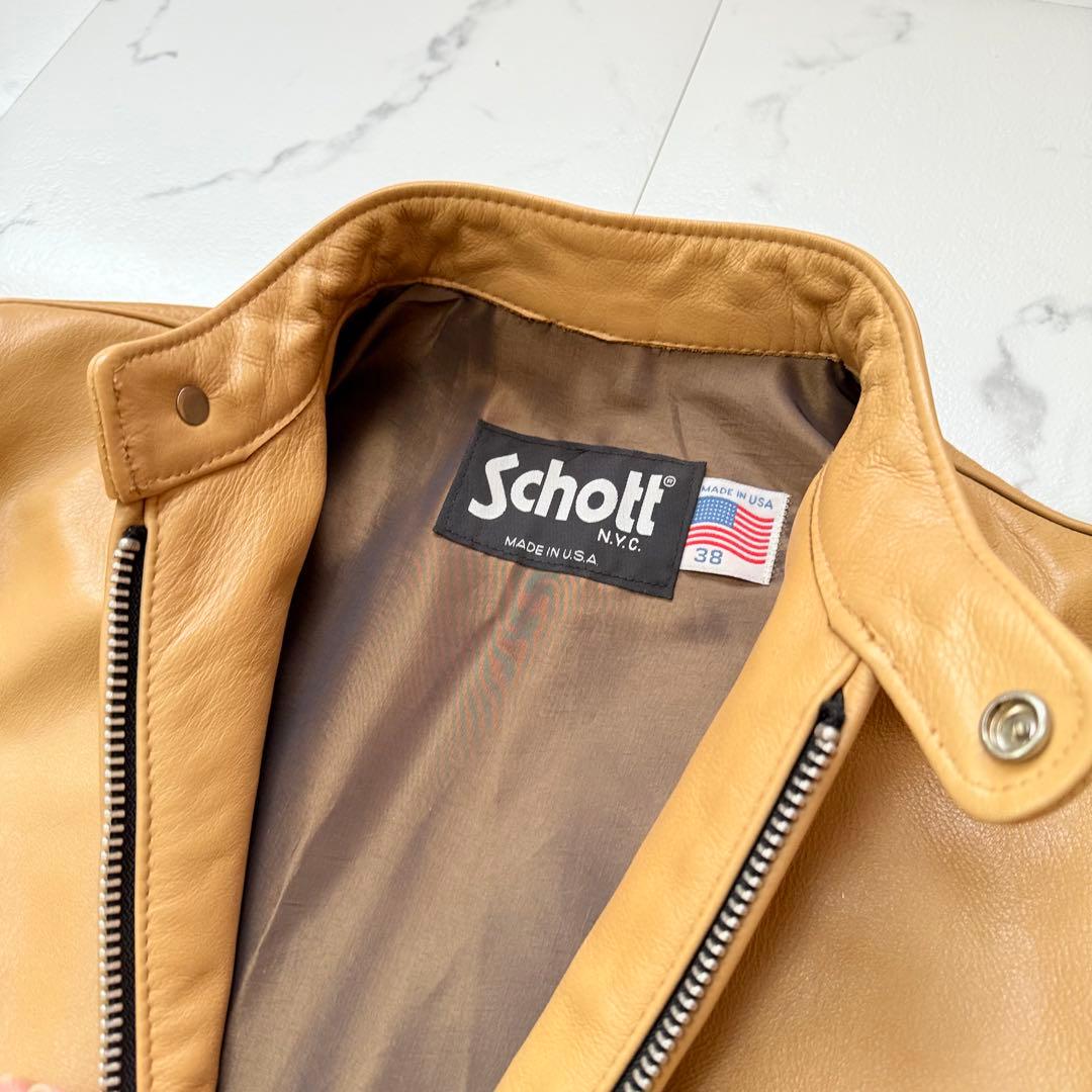 Schott AT877 シングルライダースジャケット 38牛革 USA製