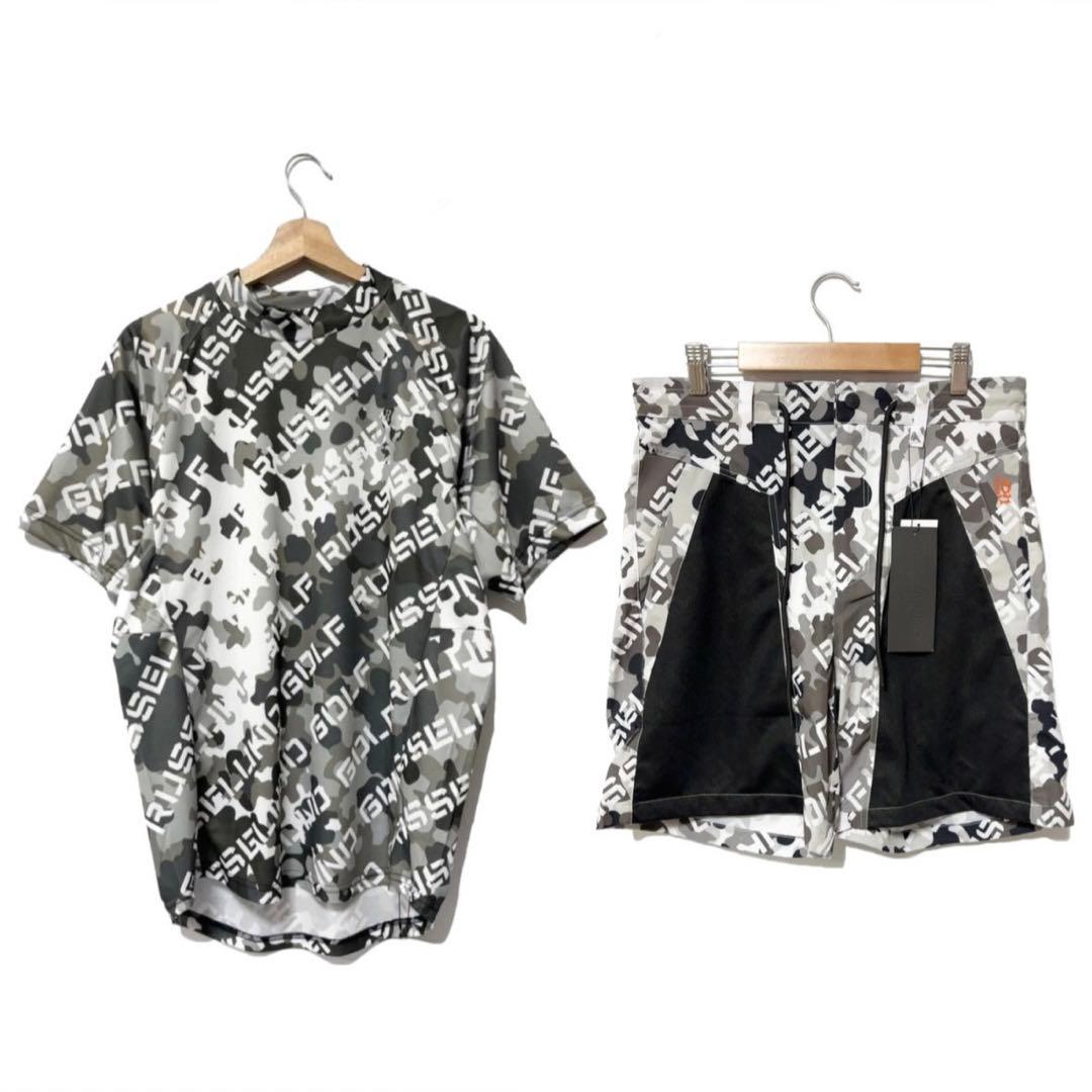 ラッセルノ ゴルフ リフレクター ロゴ SS モックネック セットアップ M