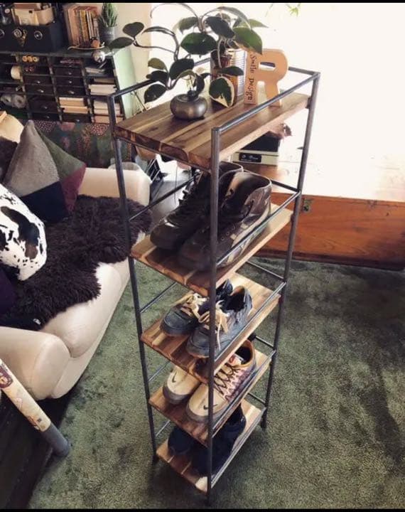 アイアン家具　シューズラック　シェルフ  男前　無骨　オーダーメイド　アカシア材