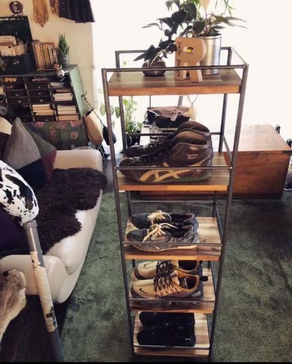 アイアン家具　シューズラック　シェルフ  男前　無骨　オーダーメイド　アカシア材