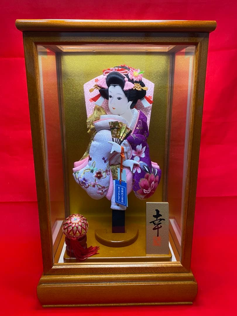 本つげかんざし　羽子板ガラスケース１０号・間口約２７×奥行約２１×高さ約４６㎝