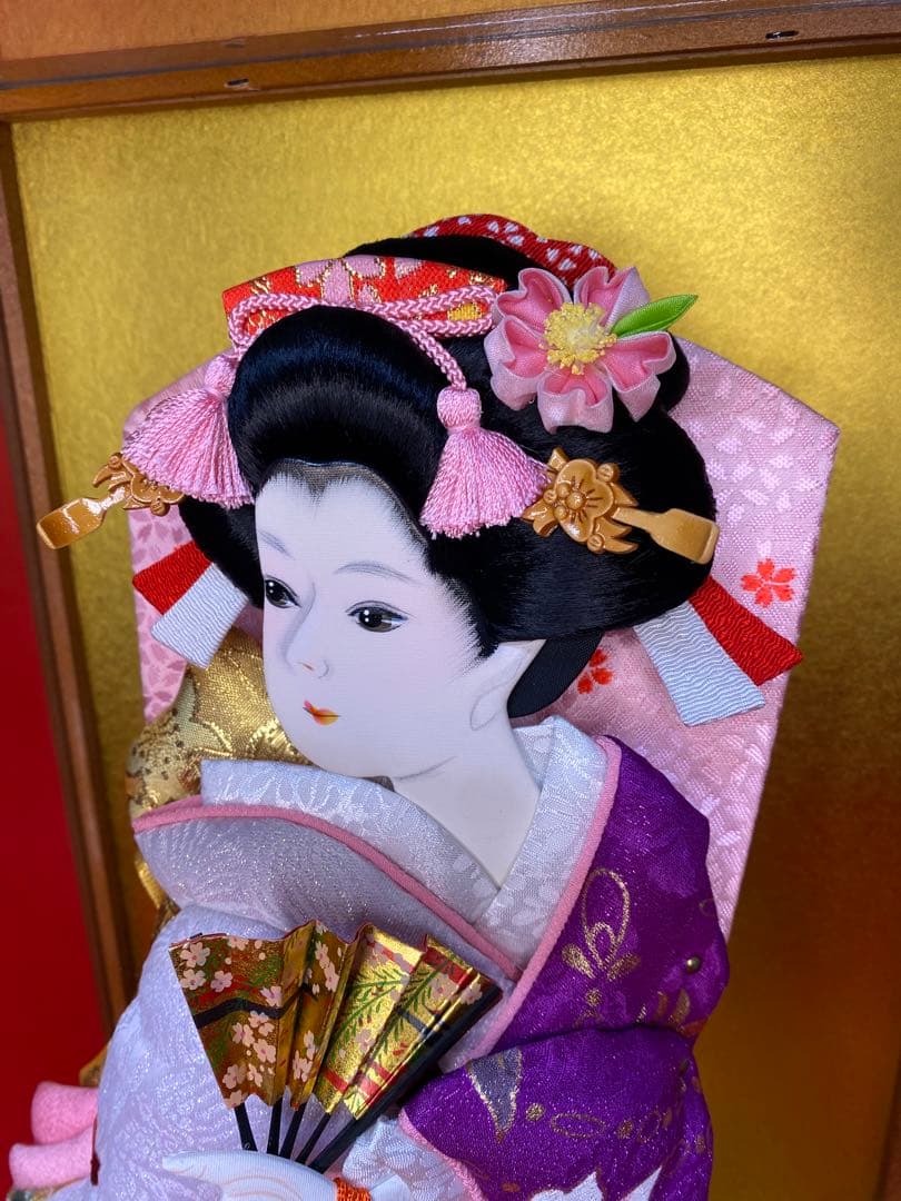 本つげかんざし　羽子板ガラスケース１０号・間口約２７×奥行約２１×高さ約４６㎝