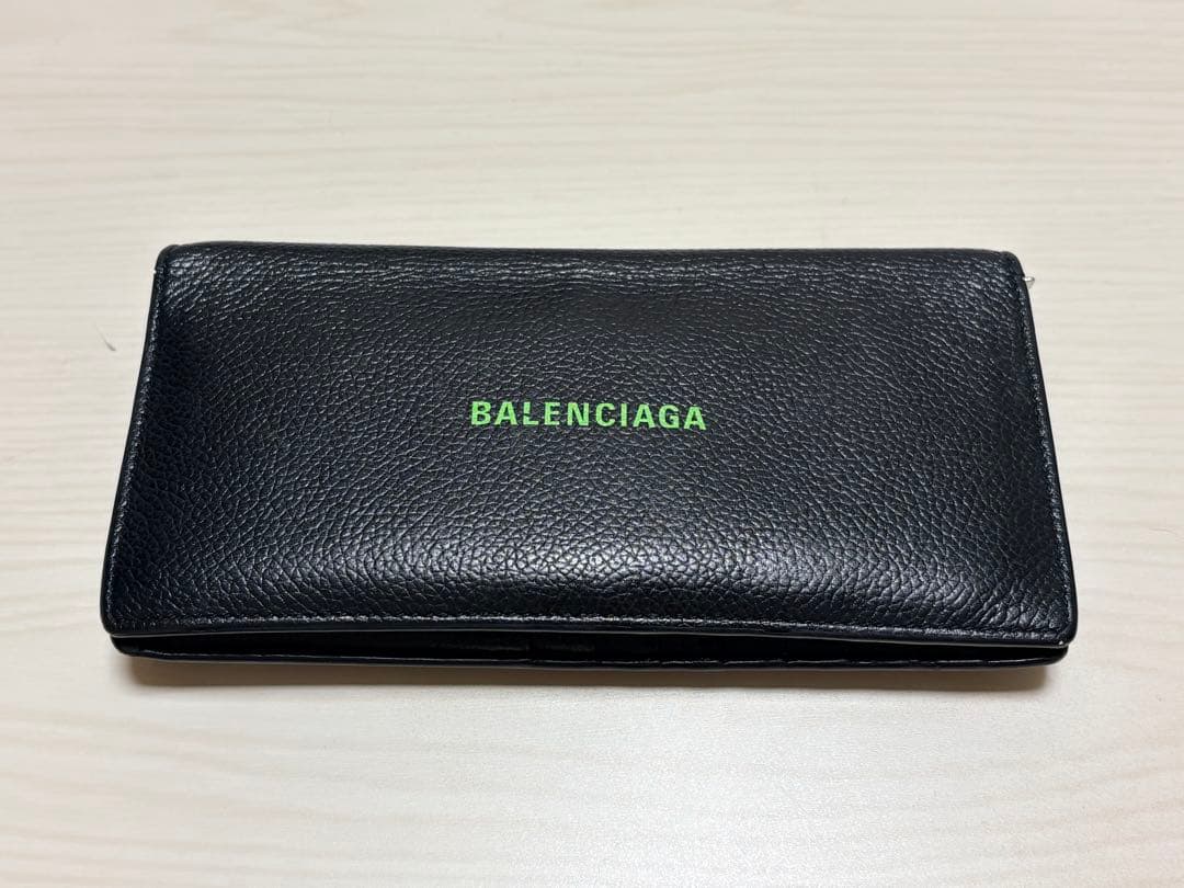 BALENCIAGA 長財布 グリーンロゴプリント