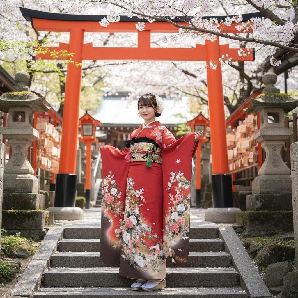 振袖フルセット(6点)・成人式・古典柄・金彩加工・金駒刺繍・胴裏正絹