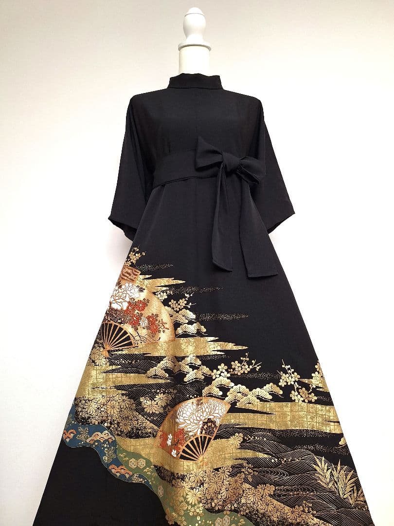 着物リメイクワンピース3705