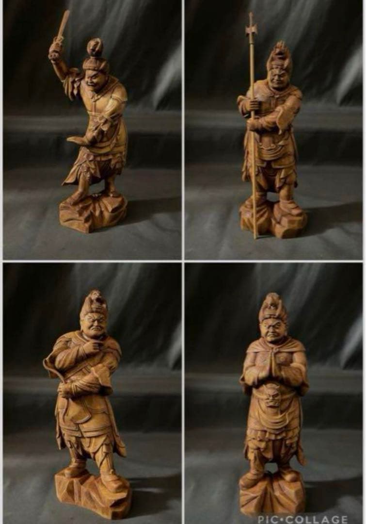 総柘植材 精密細工 古美術 時代木彫 仏教美術 薬師12神将像一式