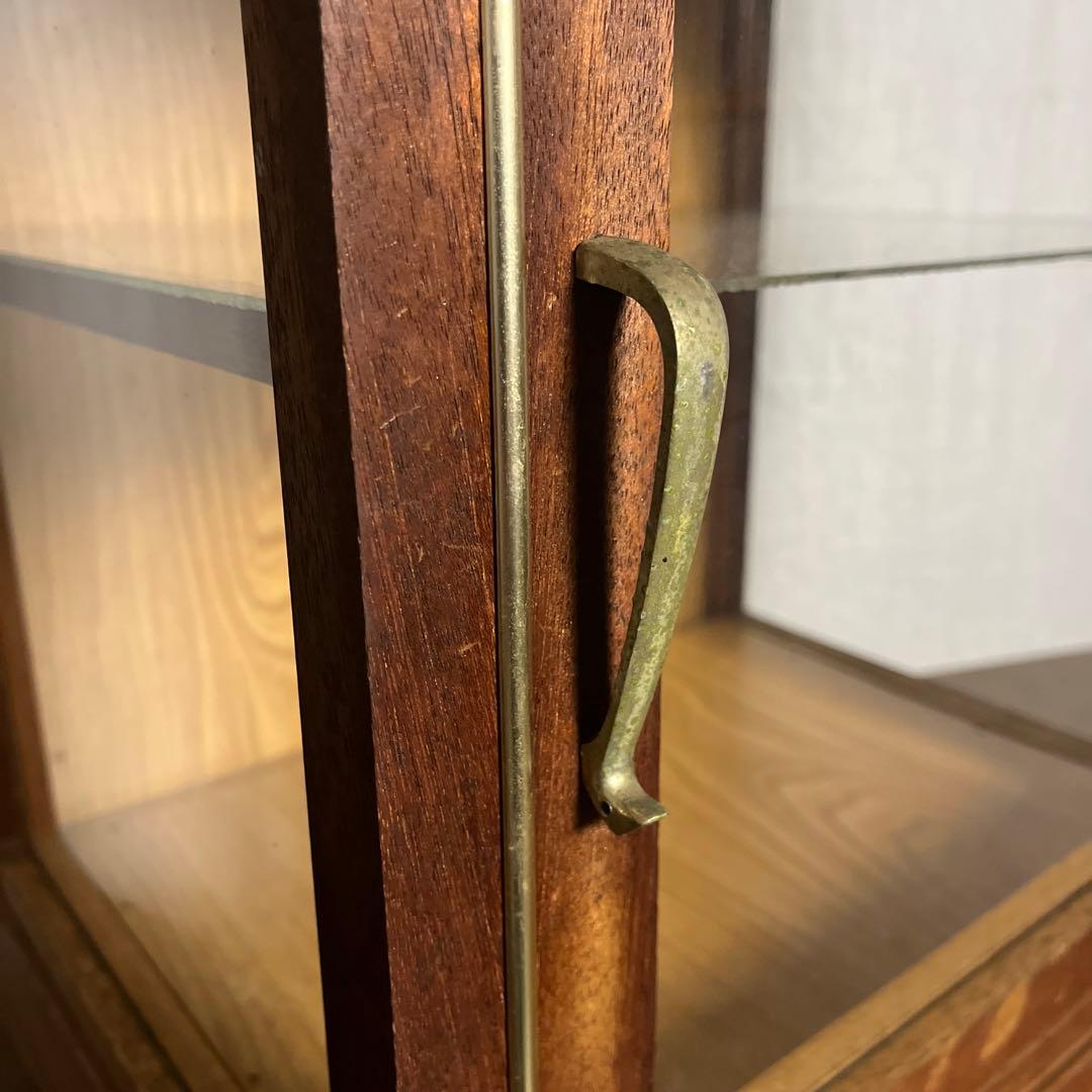 古道具ビンテージ品◾️木製フレーム×3面ガラス ディスプレイケース 飾り棚