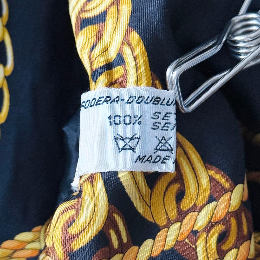 2508Z 美品 ヘルノ 裏地総柄コート カシミヤ混 ロング スカーフ柄 黒