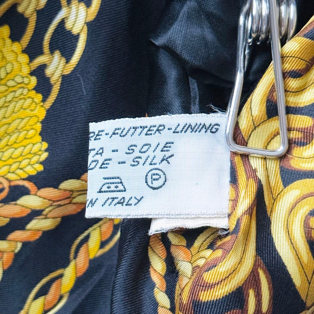 2508Z 美品 ヘルノ 裏地総柄コート カシミヤ混 ロング スカーフ柄 黒