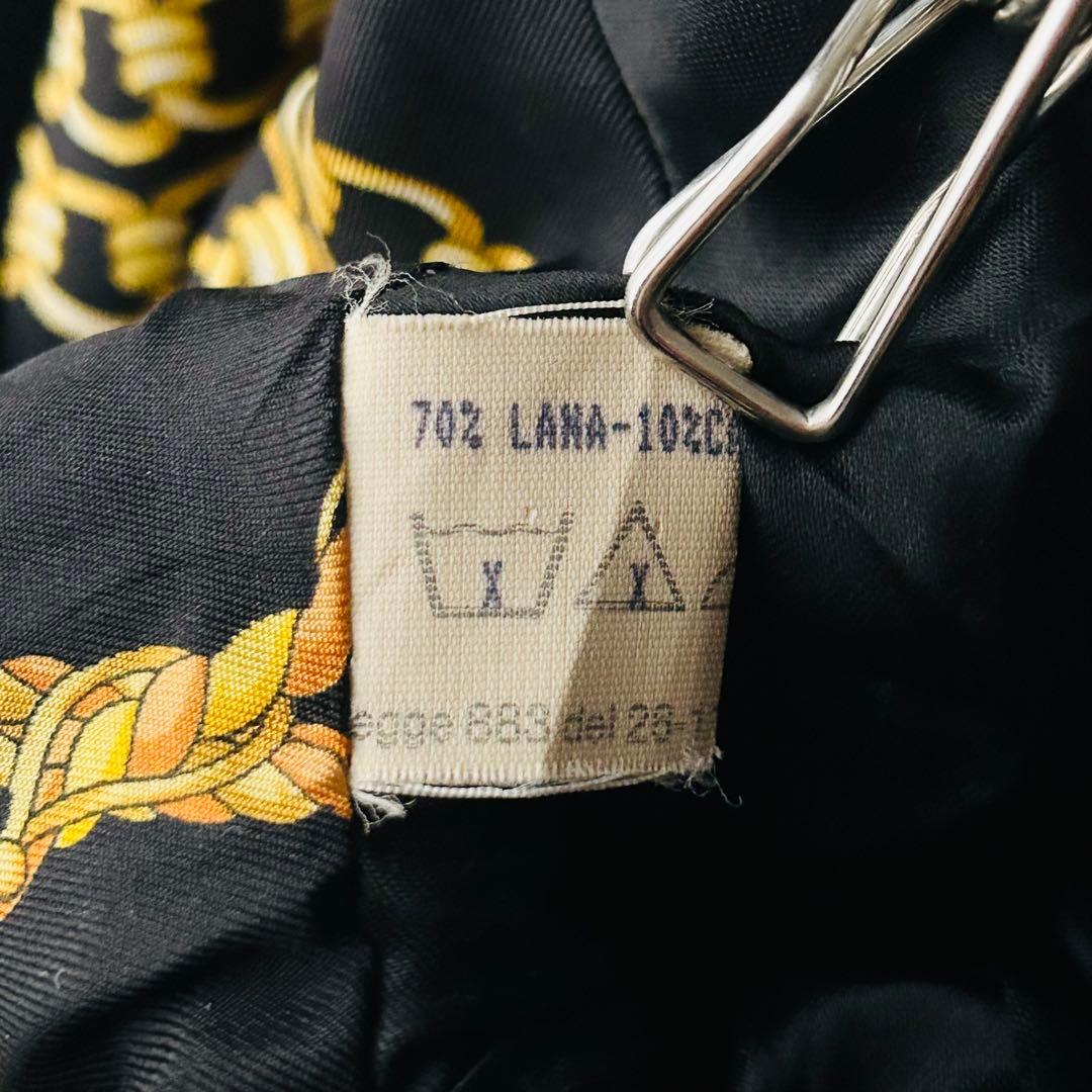 2508Z 美品 ヘルノ 裏地総柄コート カシミヤ混 ロング スカーフ柄 黒