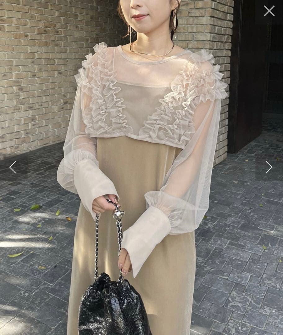 CAPRICIEUX L'EMAGE チュールフリル ロングドレス