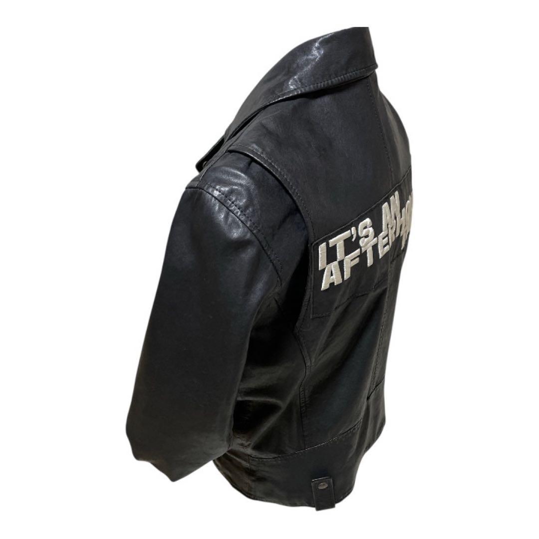 DIESEL ライダースジャケット　ダブル　羊革　黒　インポート　XL 背中刺繍