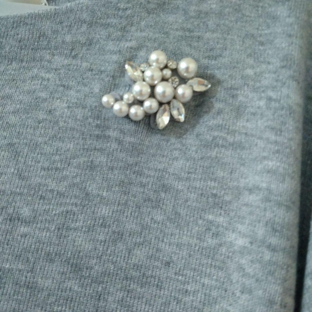 【新品】スーパービューティー袖レースモチーフ×配色2重フリルセーター44